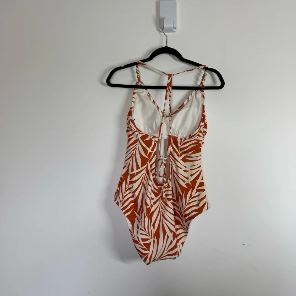 Shade & Shore Tropical Leaf Print One Piece NEW